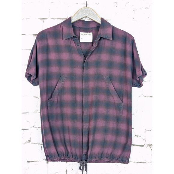 HELMUT LANG Brushed Rayon Plaid Uni Sleeve Shirt Grunge Button Front *Medium - Picture 3 of 6